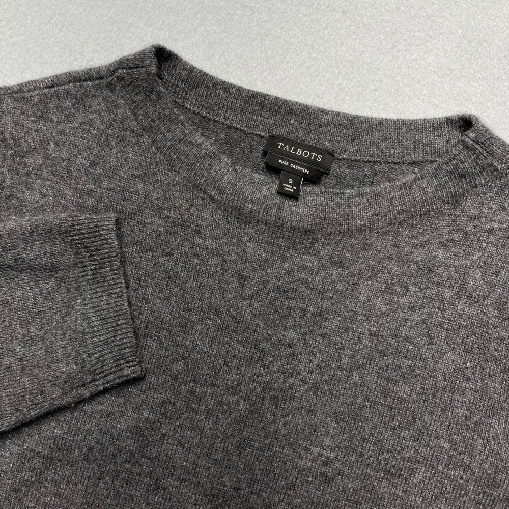 Talbots Pure Cashmere Sweater Womens Small Gray Heather Crewneck‎ Long Sleeve S